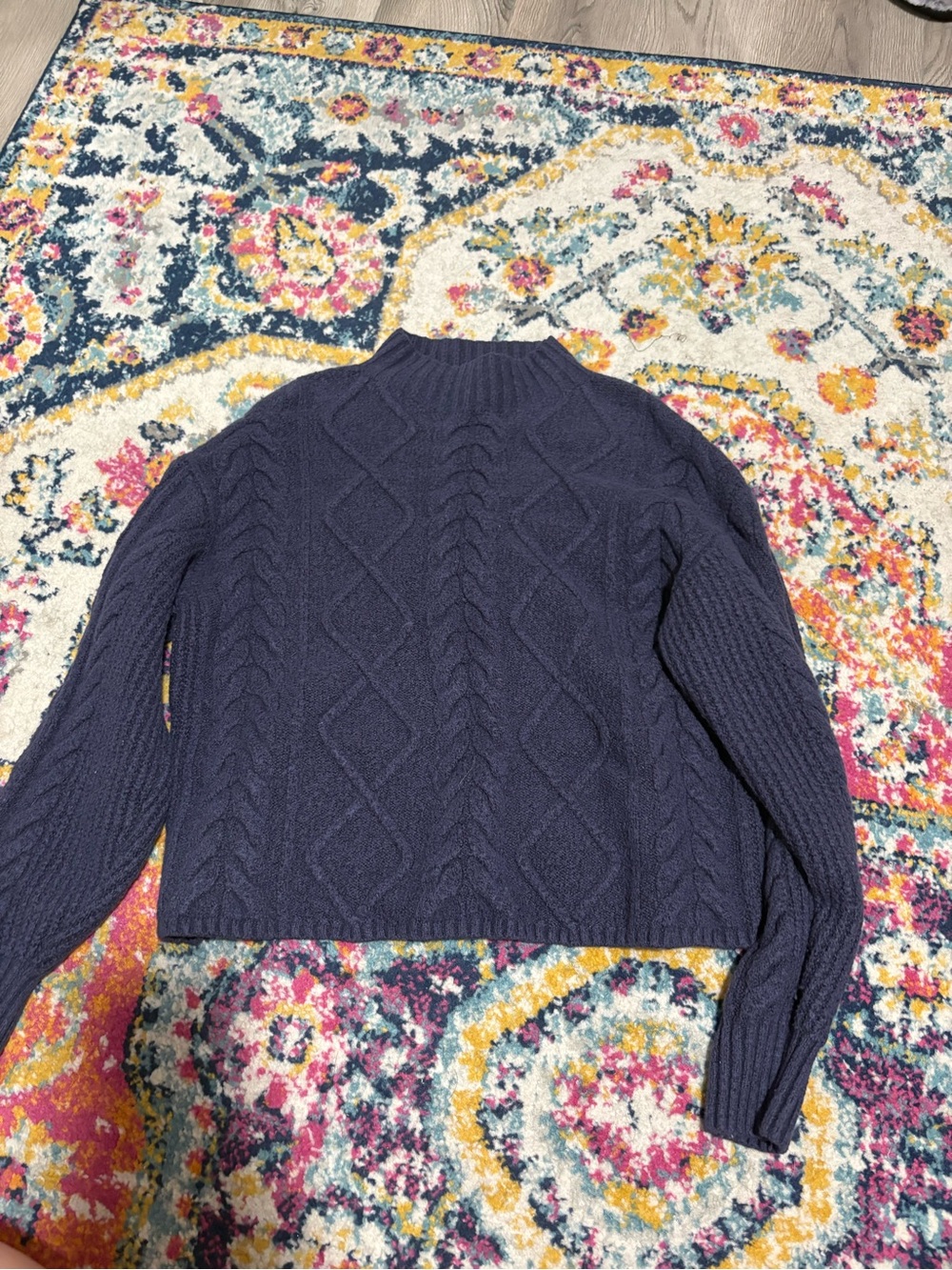 Blue Old Navy Cable-Knit Mock Neck Sweater
